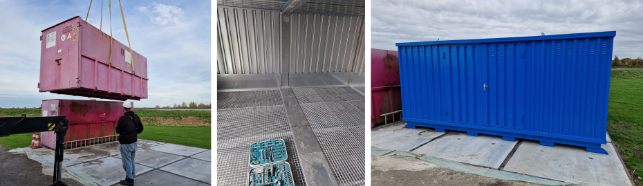 Stalen milieucontainer in delen gemonteerd in Groningen