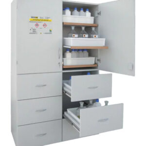 Zuren- en logenkast SLS 1200/ 6 legborden + SF 6 schuifladen