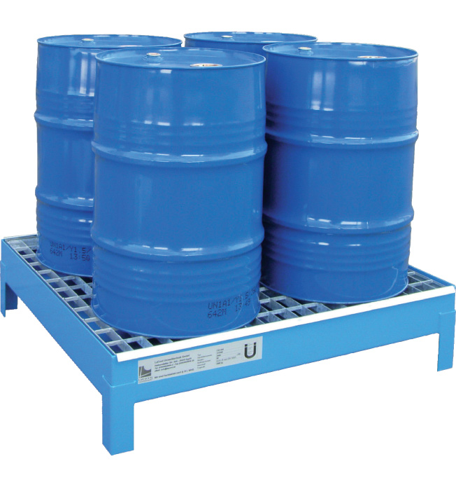 Stalen lekbak 4 x 60 liter vat