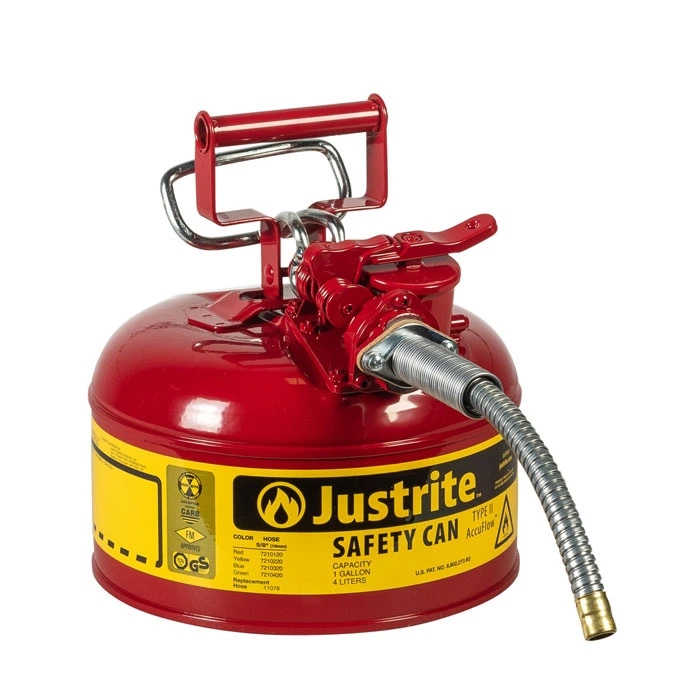 Justrite stalen veiligheidskan Type II | Met AccuFlow Safe Squeeze