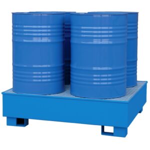 Stalen lekbak 4 x 200 liter vat