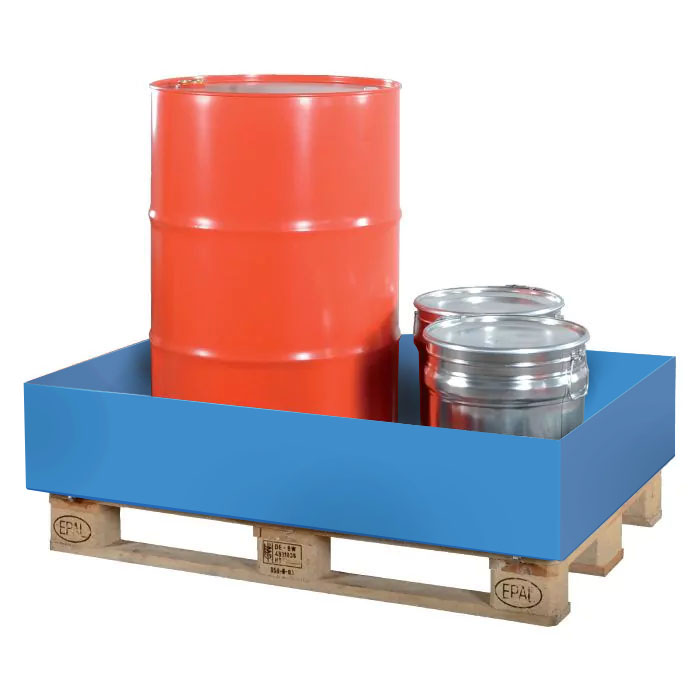 Stalen pallet lekbak 4 x 200 liter vat