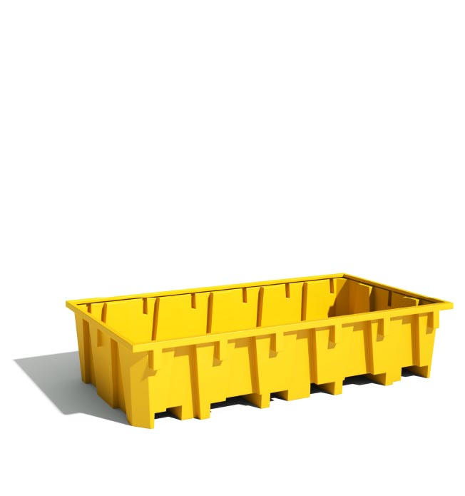 Kunststof lekbak voor palletstelling met vakbreedte 2.700 mm