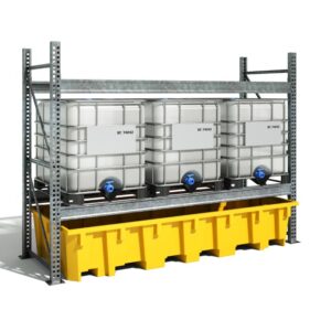 Kunststof lekbak voor palletstelling met vakbreedte 3.300 mm
