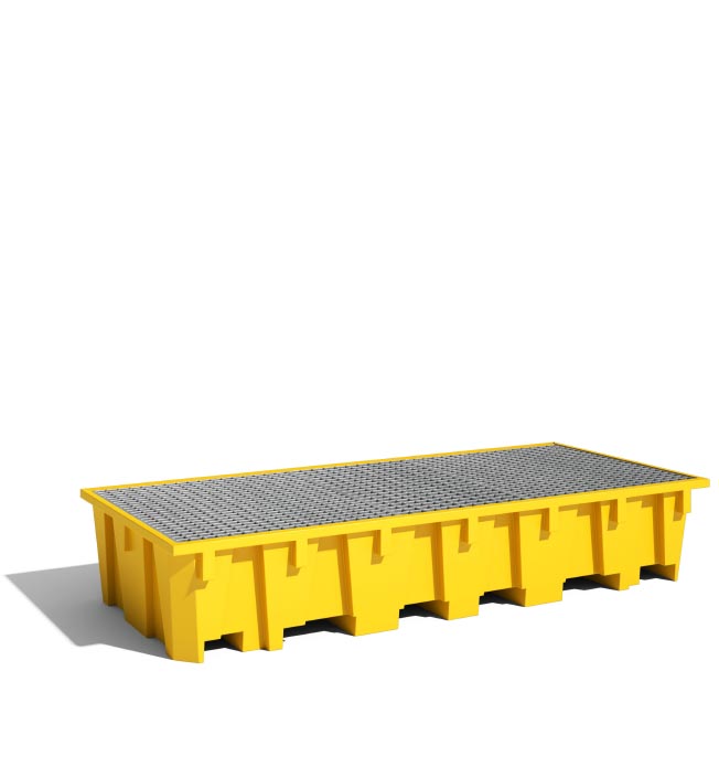 Kunststof lekbak voor palletstelling met vakbreedte 3.300 mm