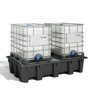 Kunststof lekbak 2 x IBC met gegalvaniseerd rooster