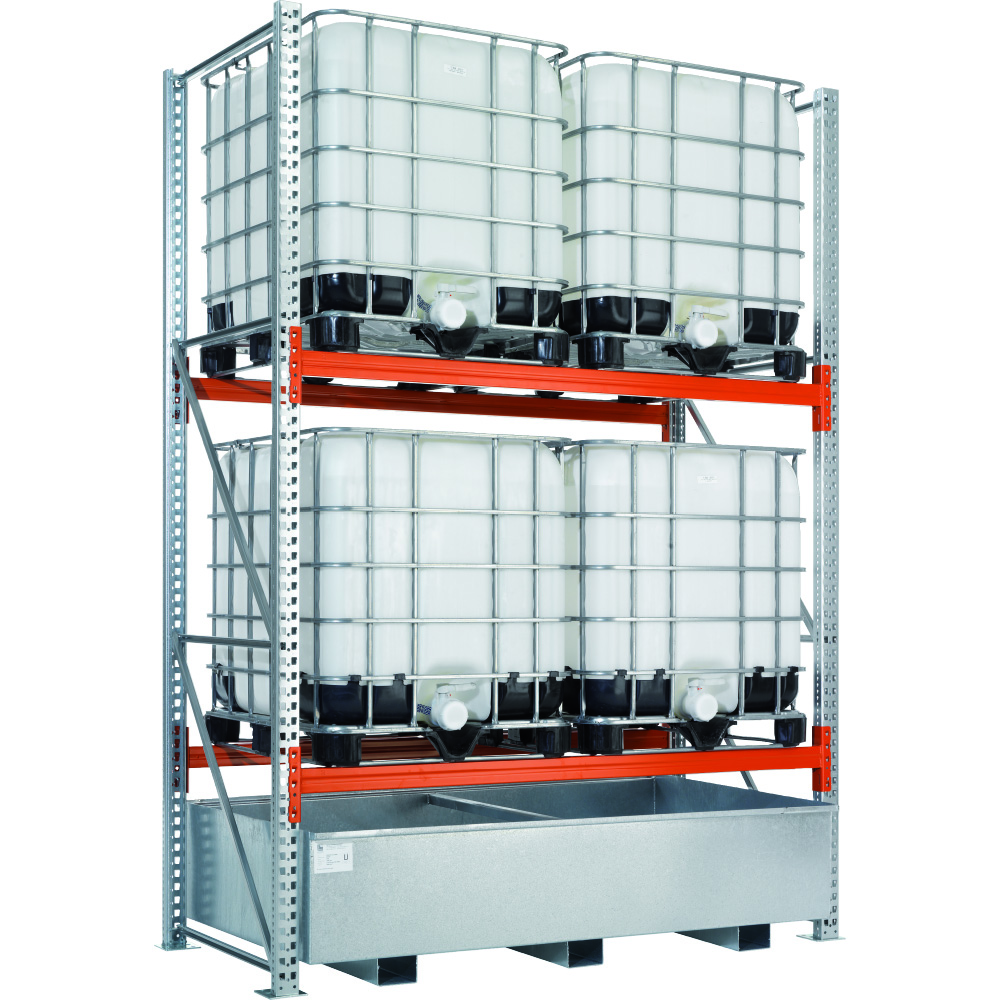 IBC Stelling met lekbak | 4 x IBC | vakbreedte 2.200 mm