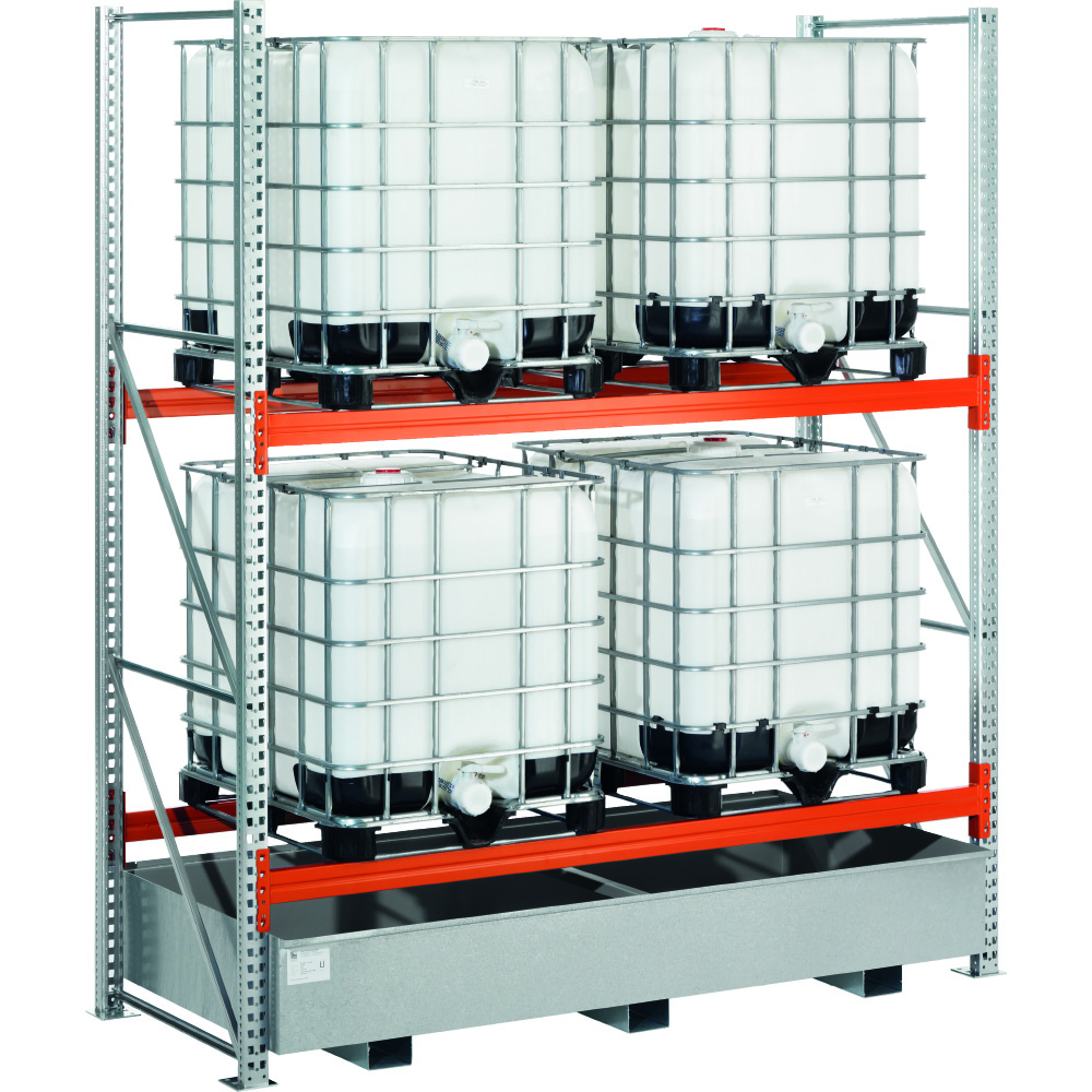 IBC Stelling met lekbak | 4 x IBC | vakbreedte 2.700 mm