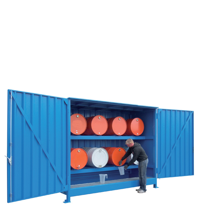 Stalen systeemcontainer WSC-F-E.2-30 - 8 vaten liggend