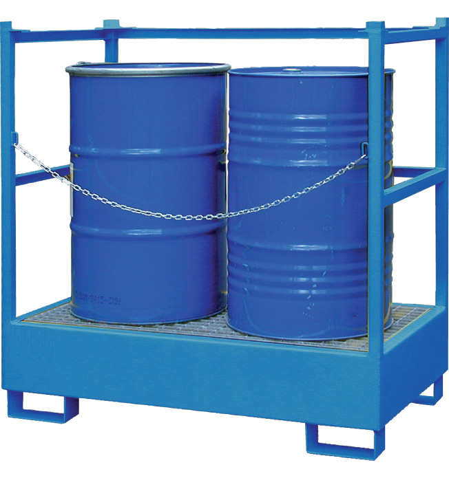 Lekbak met opbouw WSP-4STS voor 4 x 200 liter vat